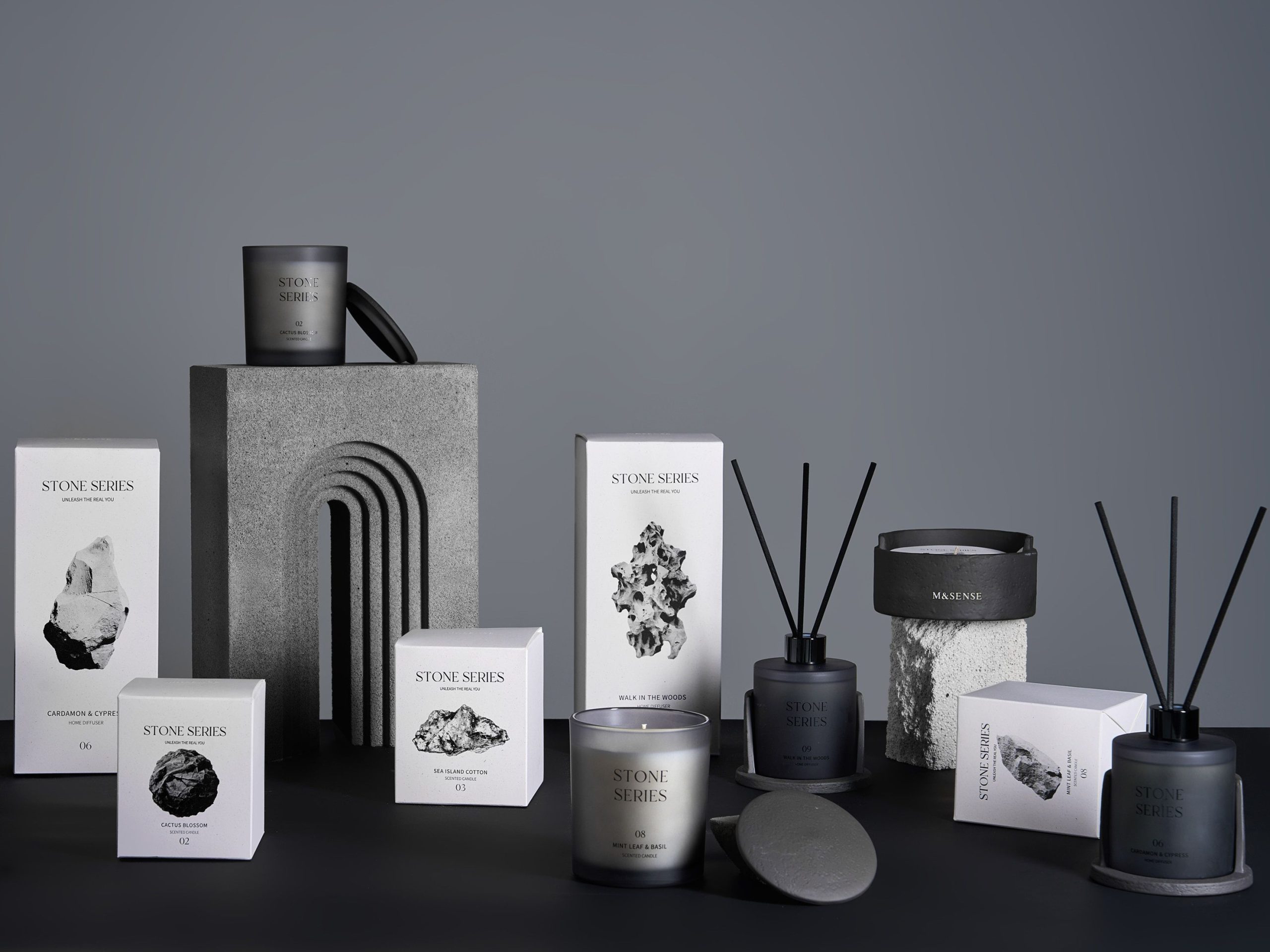STONE SERIES 3 Wick Ceramic Scented Candle
