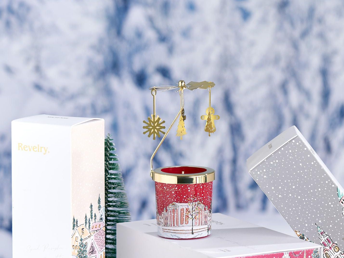 CHRISTMAS SNOW COLLECTION CAROUSEL CANDLE SET1