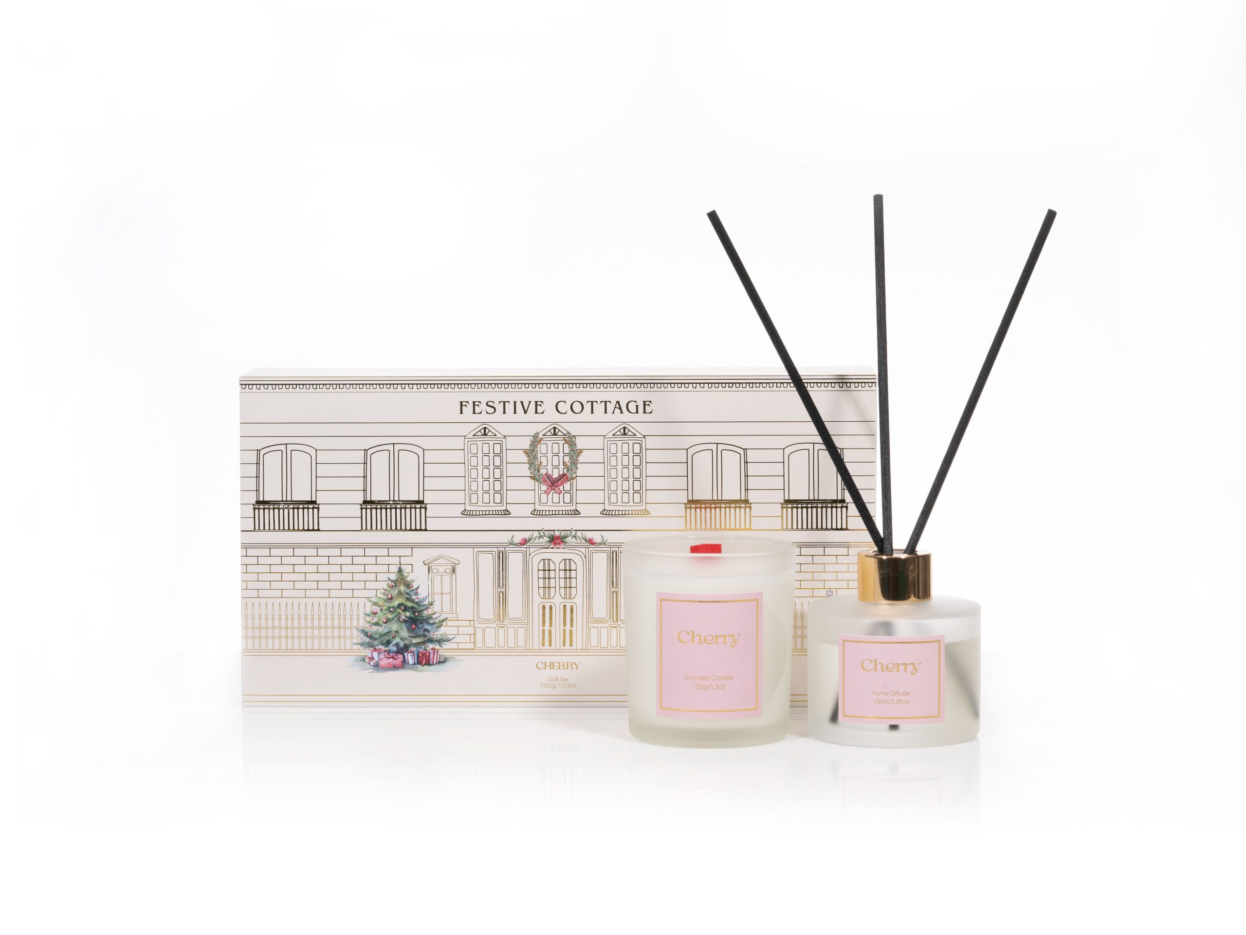 FESTIVE COTTAGE COLLECTION CANDLE AND DIFFUSER GIFT SET